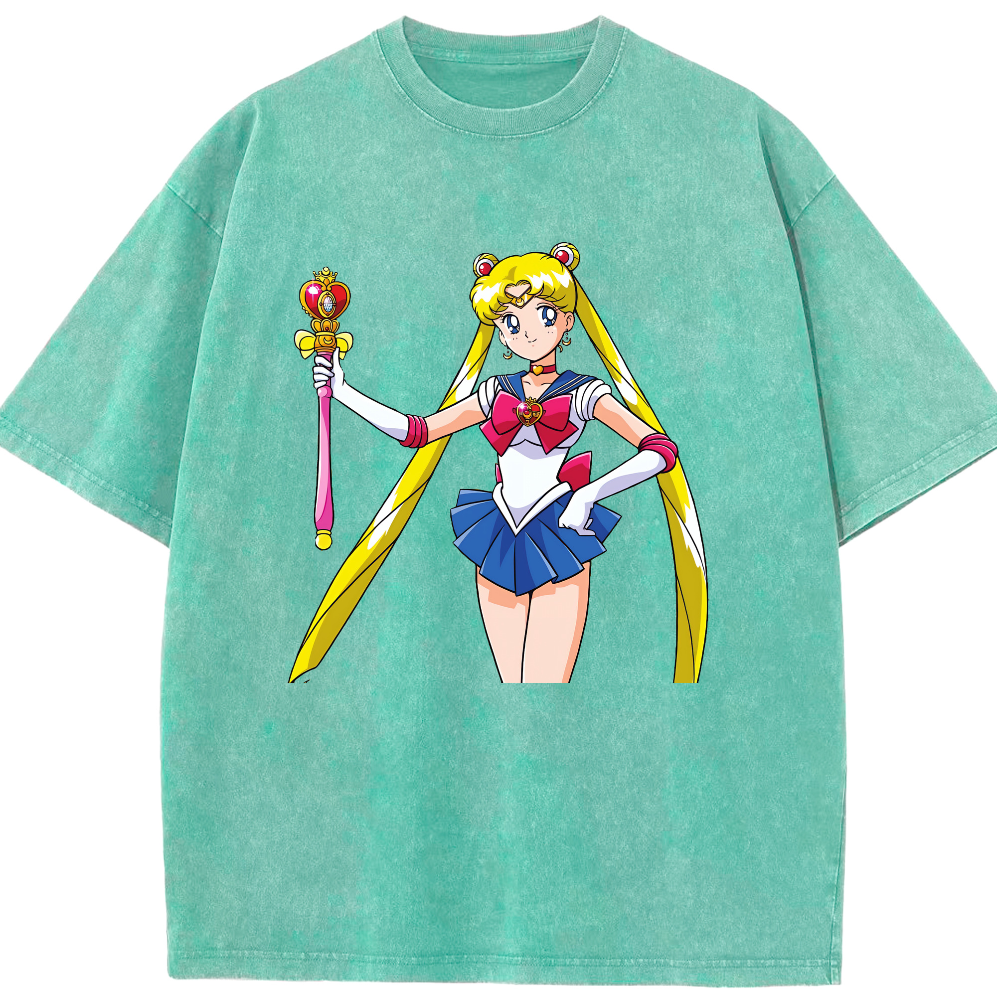 （画像用） 美少女戦士セーラームーン 月野 うさぎ つきの うさぎ Sailor Moon Tsukino Usagi 綿100% ヴィンテージ風 半袖Tシャツ（フロントプリント）